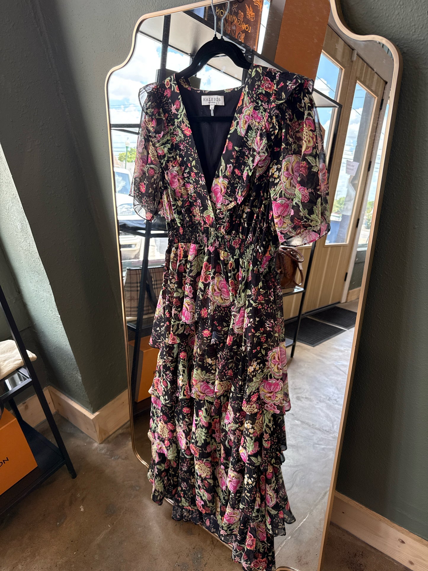 Hale Bob Size M Black/Pink/Green Dress