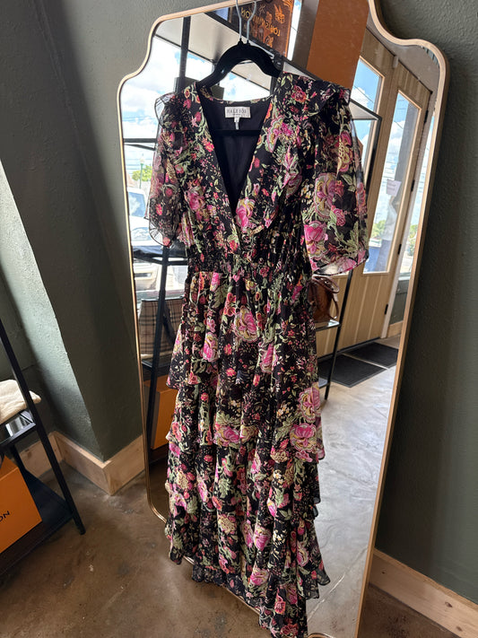Hale Bob Size M Black/Pink/Green Dress