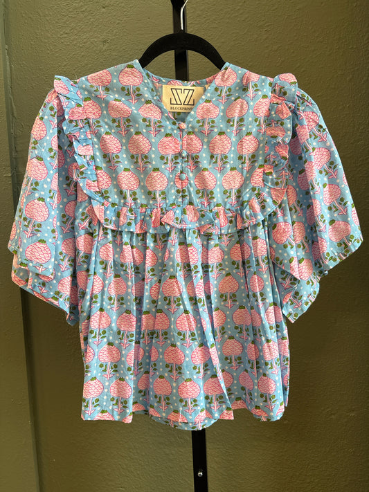 SZ BLOCKPRINTS Size S blue multi Floral Top