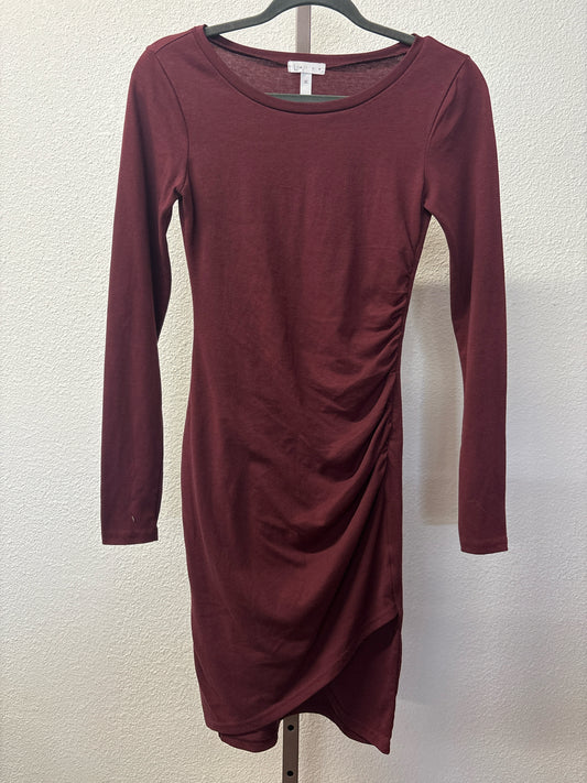 Leith Size XS burgandy Ruched Dress