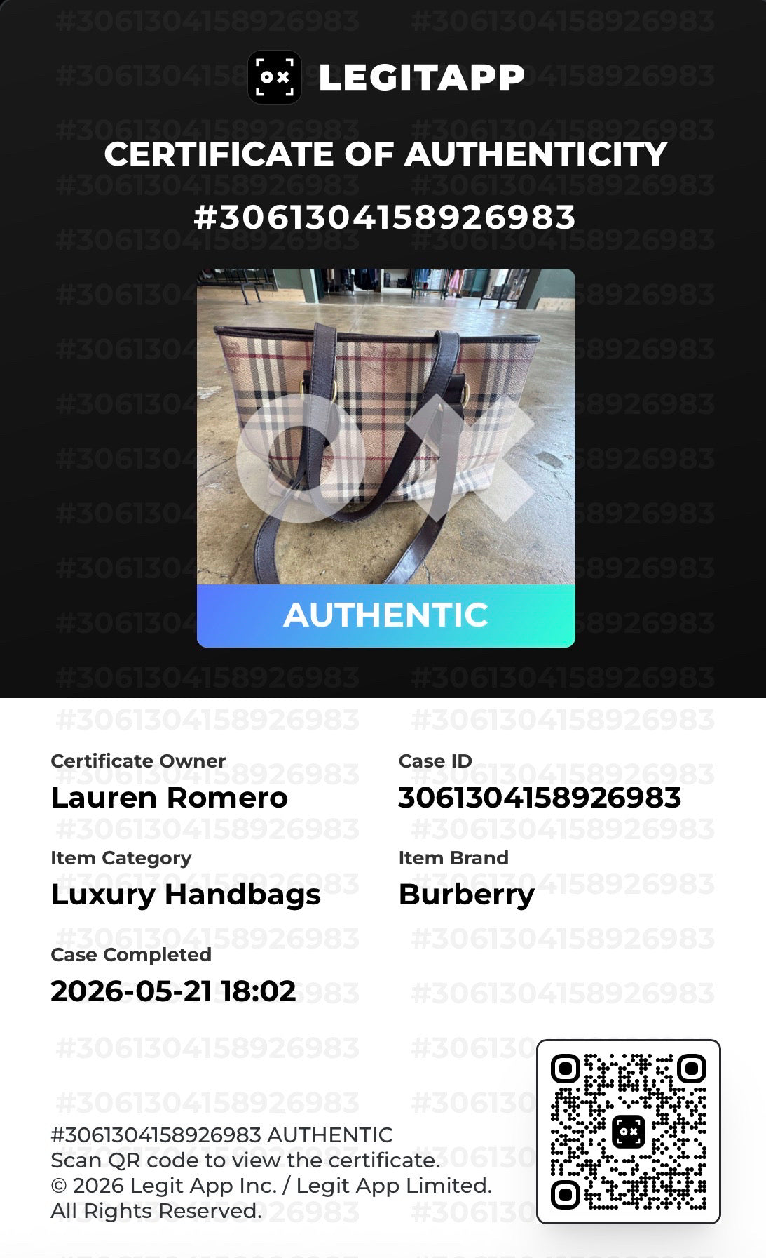 burberry Cream/multi Plaid Bag