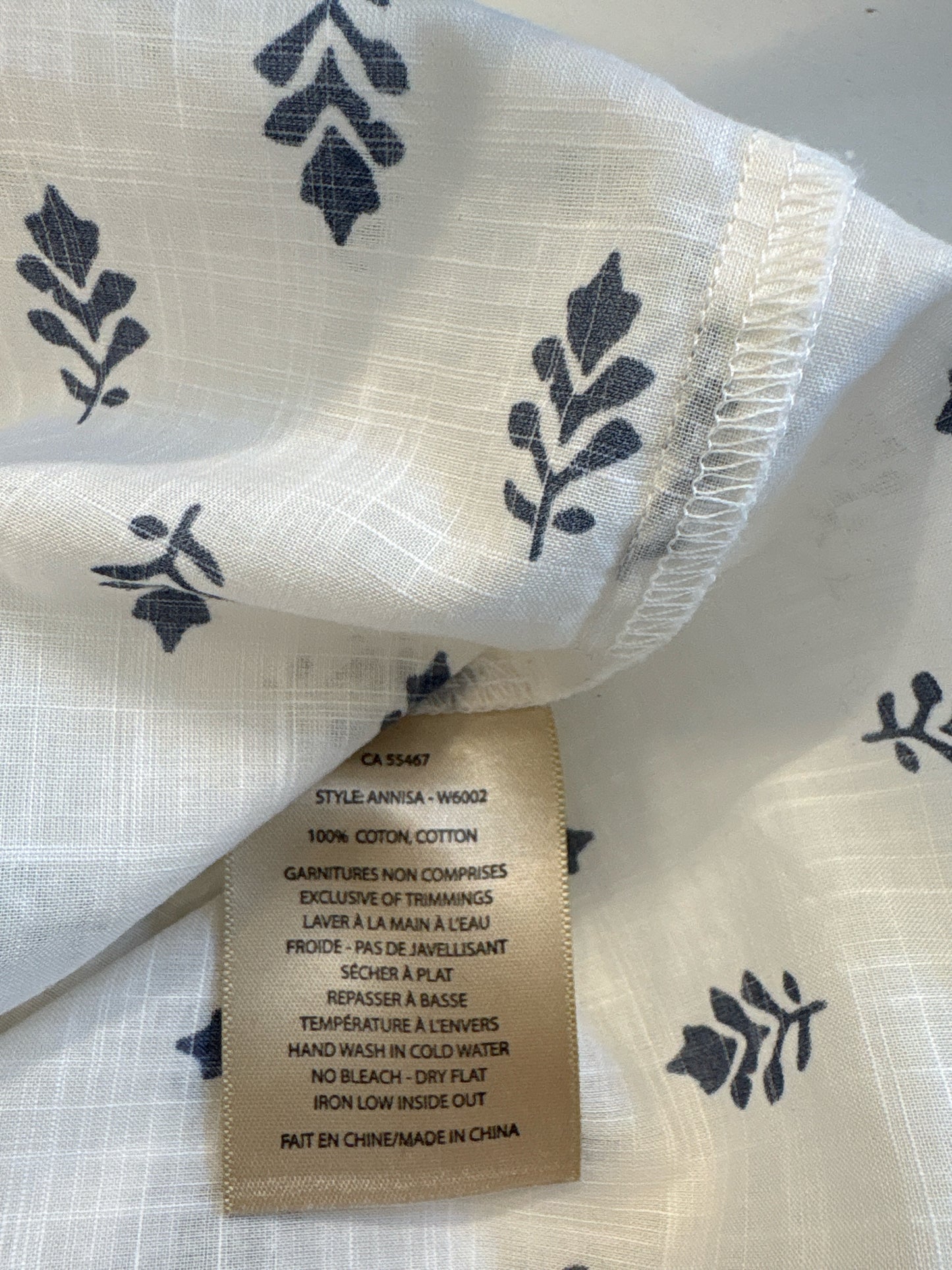 Melissa Nepton Size L White/Navy Floreats Top
