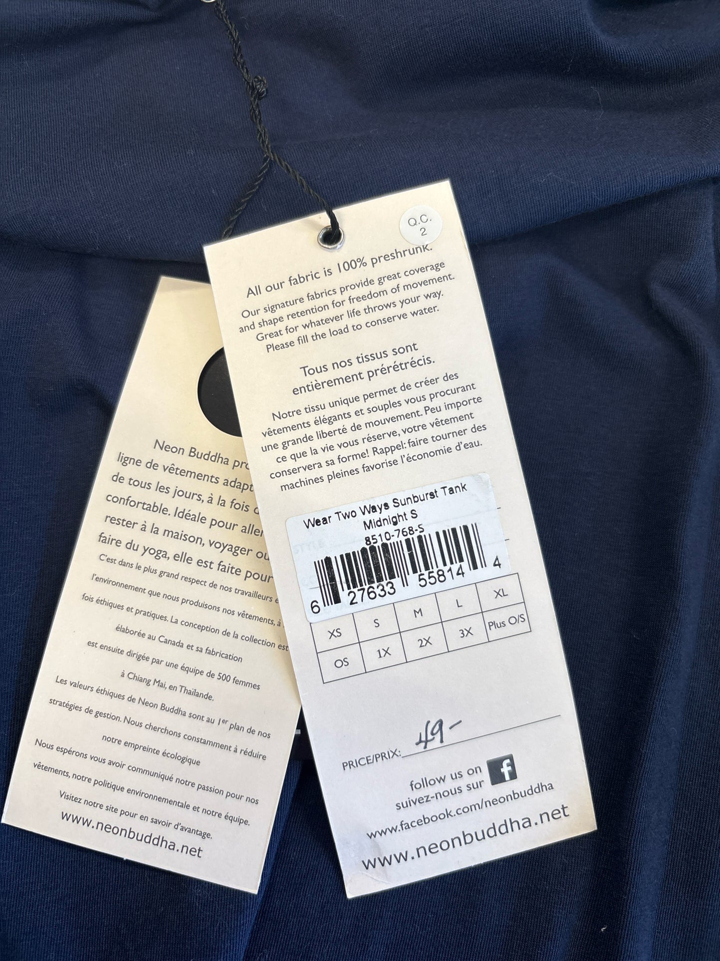 Neon Buddha Size S Navy Top