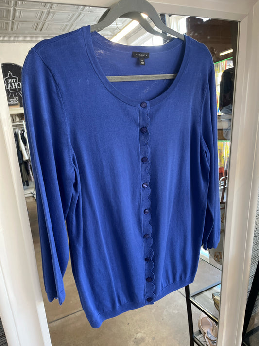 TALBOTS Size M Bright Blue Cardigan