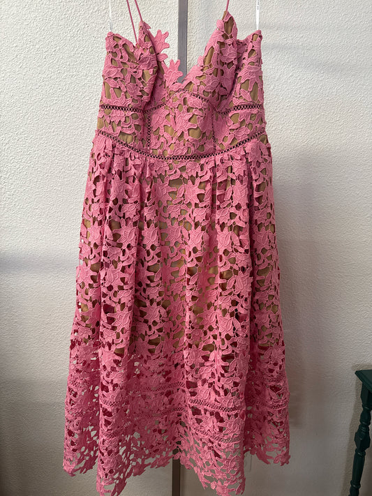 Self Portrait Size 10 Tan/Pink Lace Formal