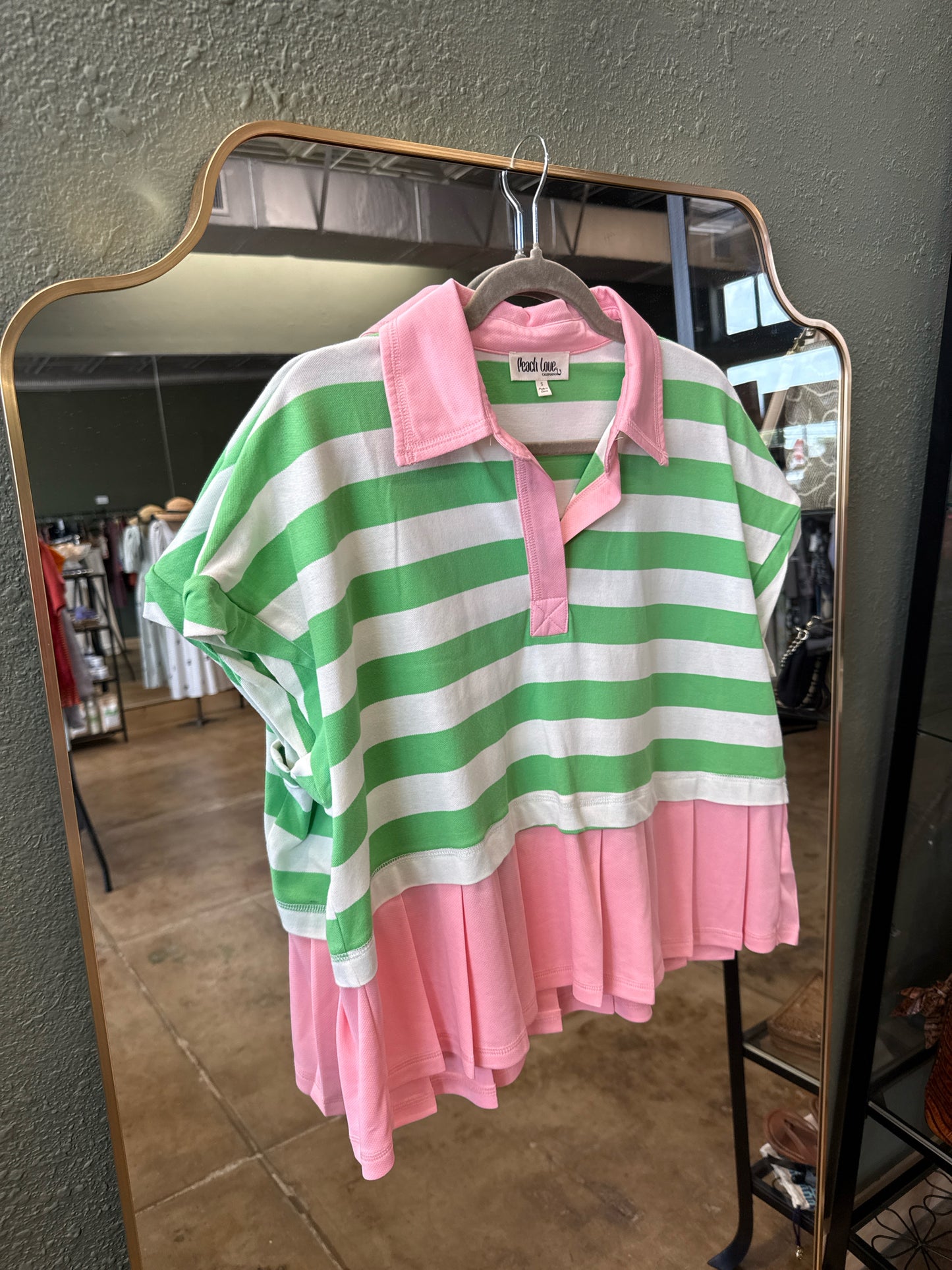peach love Size S Green/Pink Top