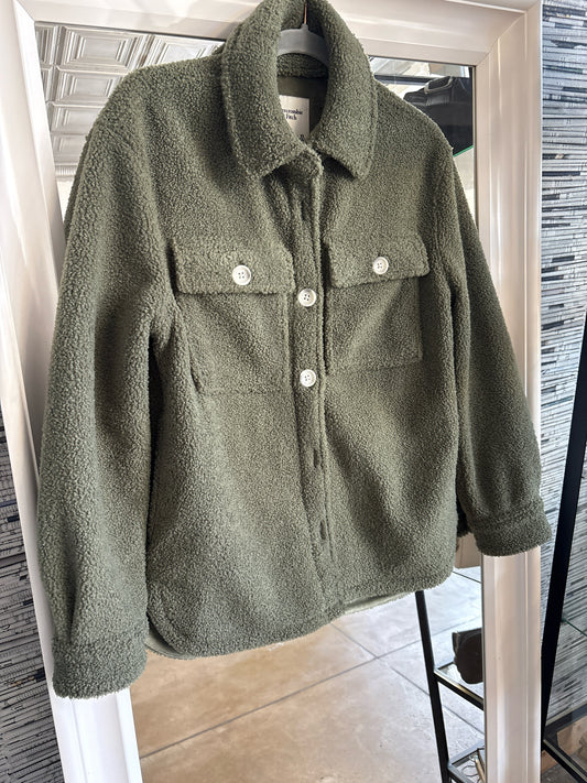 Abercrombie & Fitch Size XS Olive Fuzzy Shacket