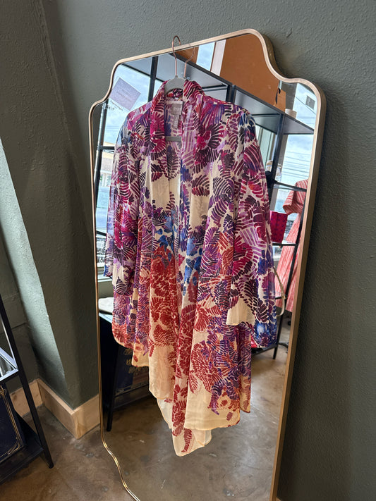 CHICO'S Size L Purple/Blue Kimono/Shawl