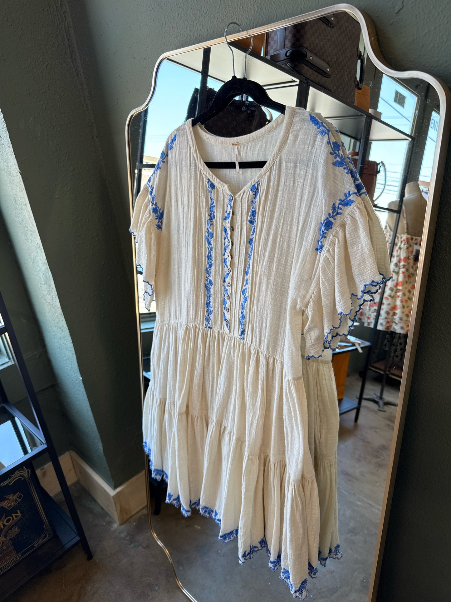 free people Size L Cream/Blue Dress