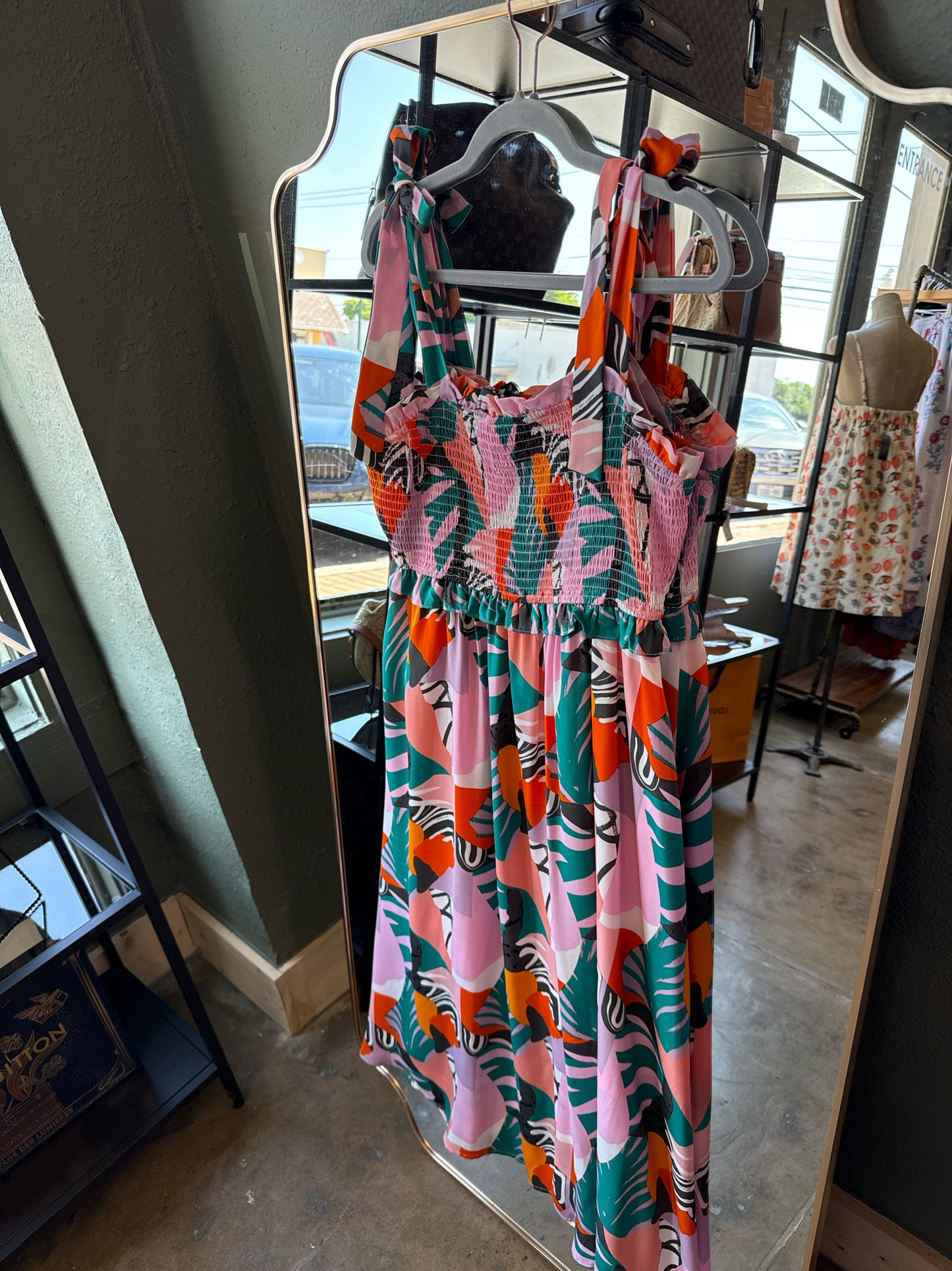 Jodifl Size L Pink/Purple Tropical Dress