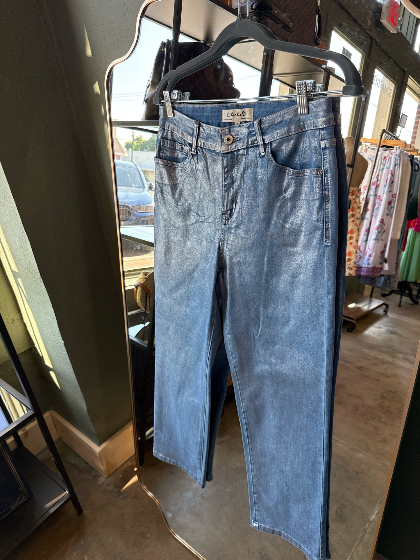 Charlie Size 8 Blue Shiny Pants