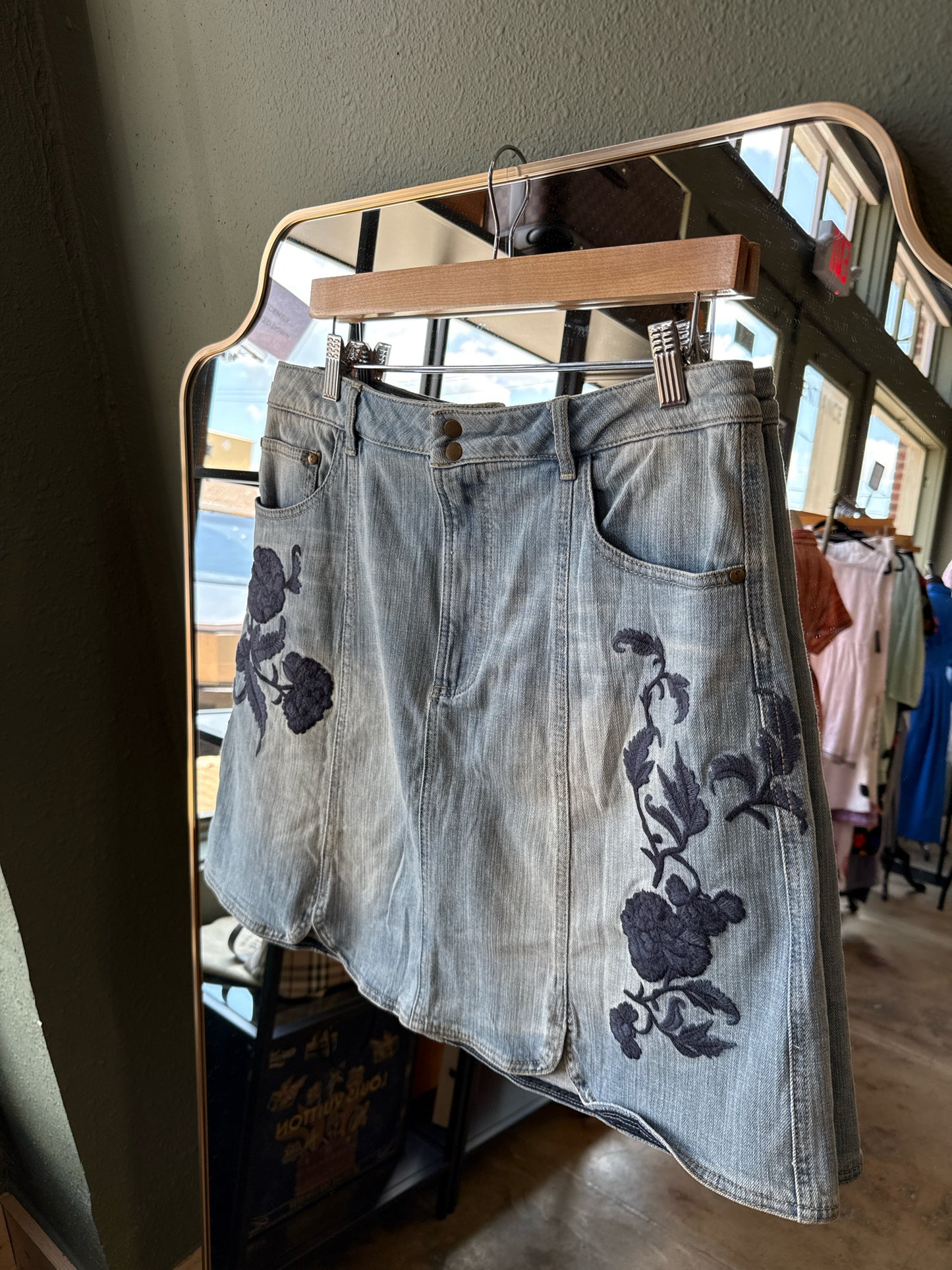 Pilcro and the Letterpress Size 14 Denim Skirt