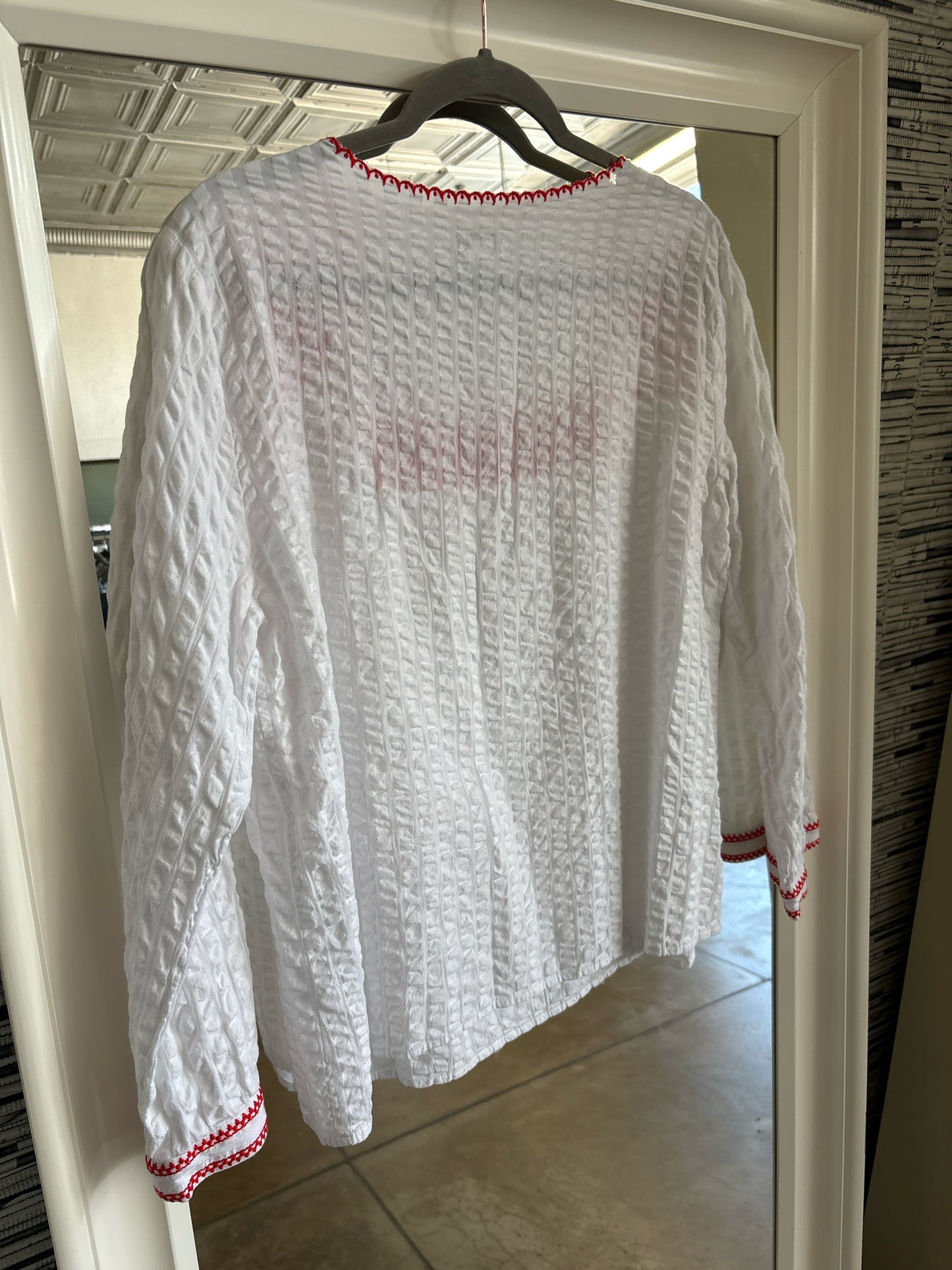 J. CREW Size L White/Red Top
