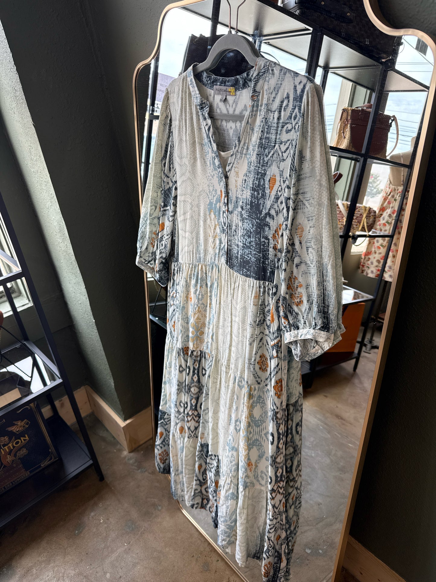 Figueroa & Flower Size L Cream/Blue Dress