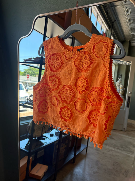 Fore Size L Orange Lace Top