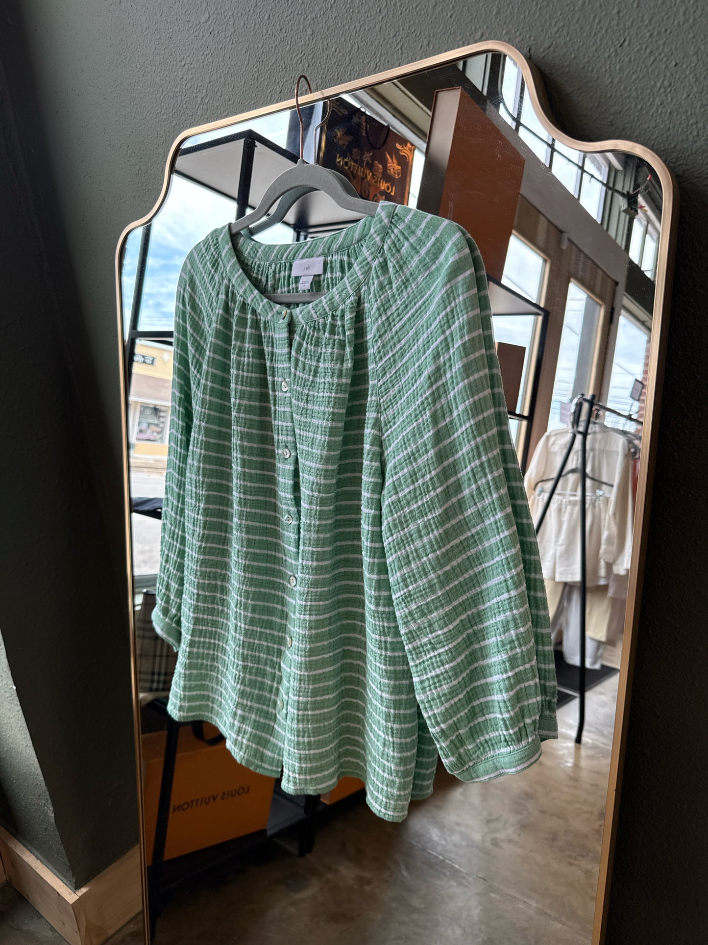 J Jill Size M Green/White Top