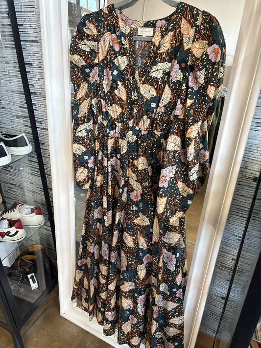 Mello Day Size L Black/Multi Leaves Dress