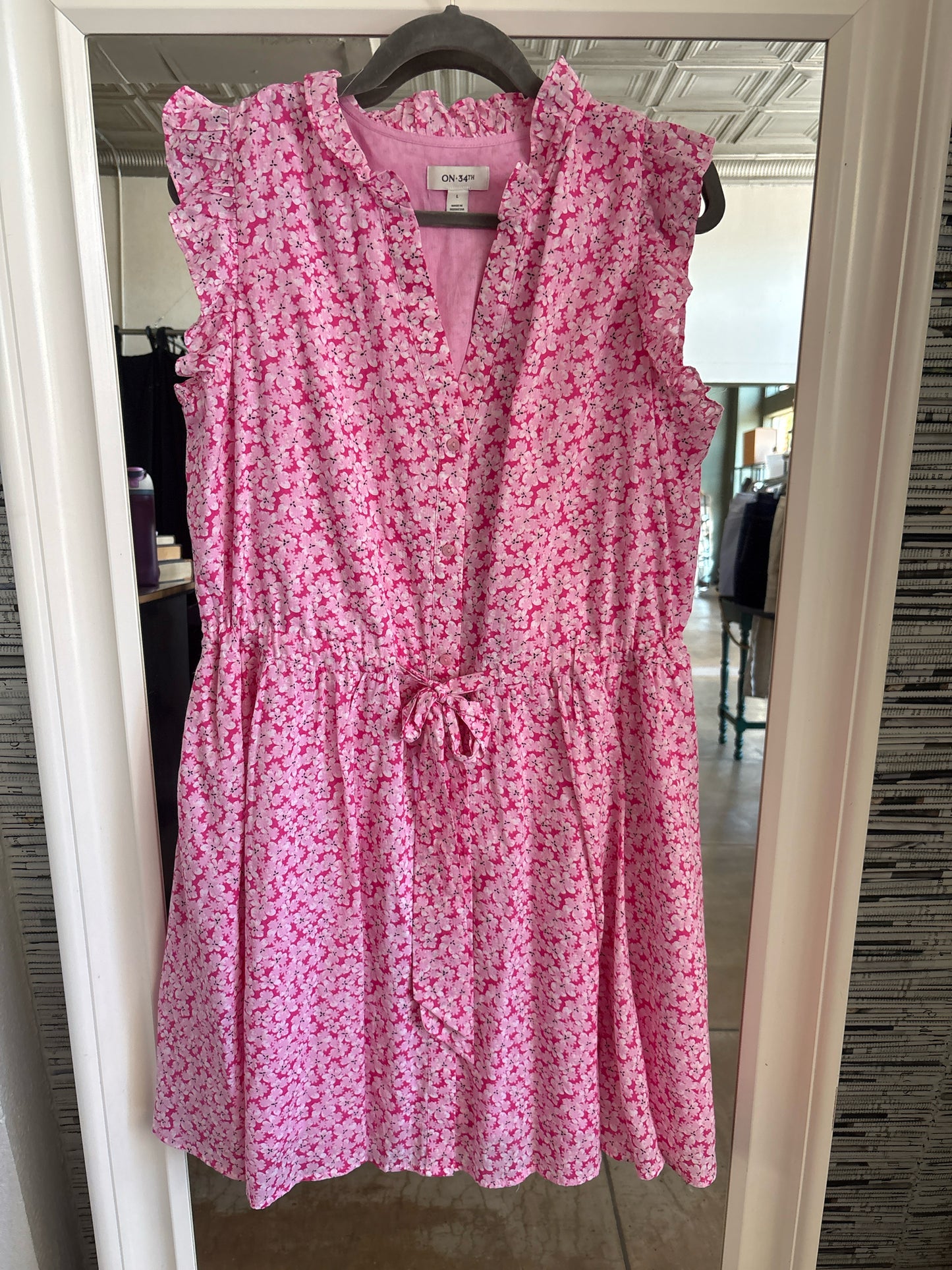 On 34th Size L Pink Floral Dress