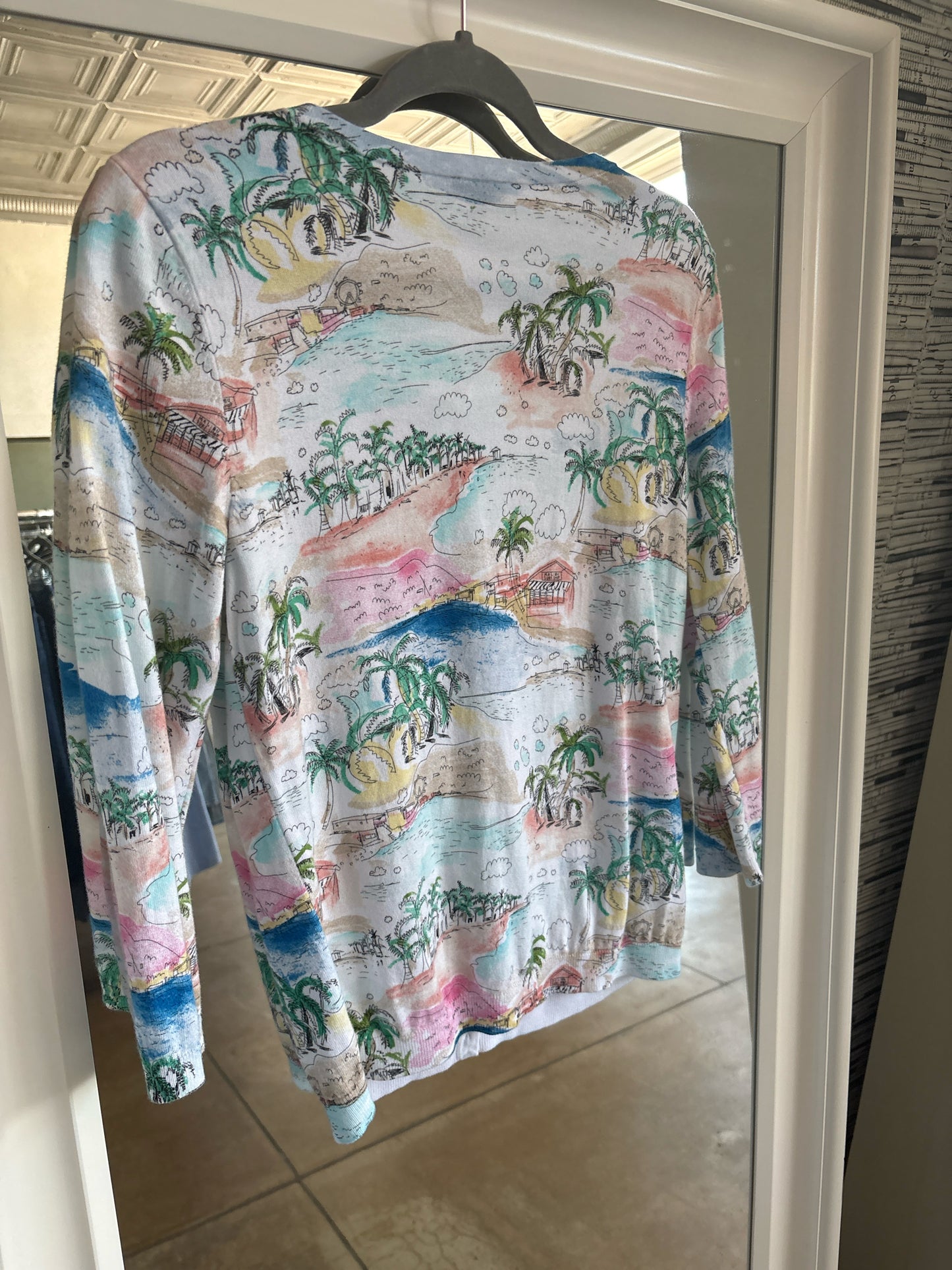 TALBOTS Size S white + multi Cardigan
