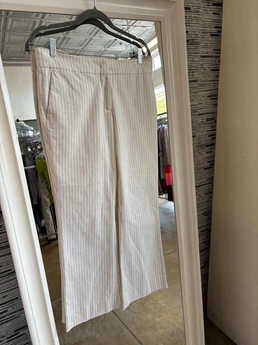 Piazza Sempione Size 44 White + Black pin stripe Pants