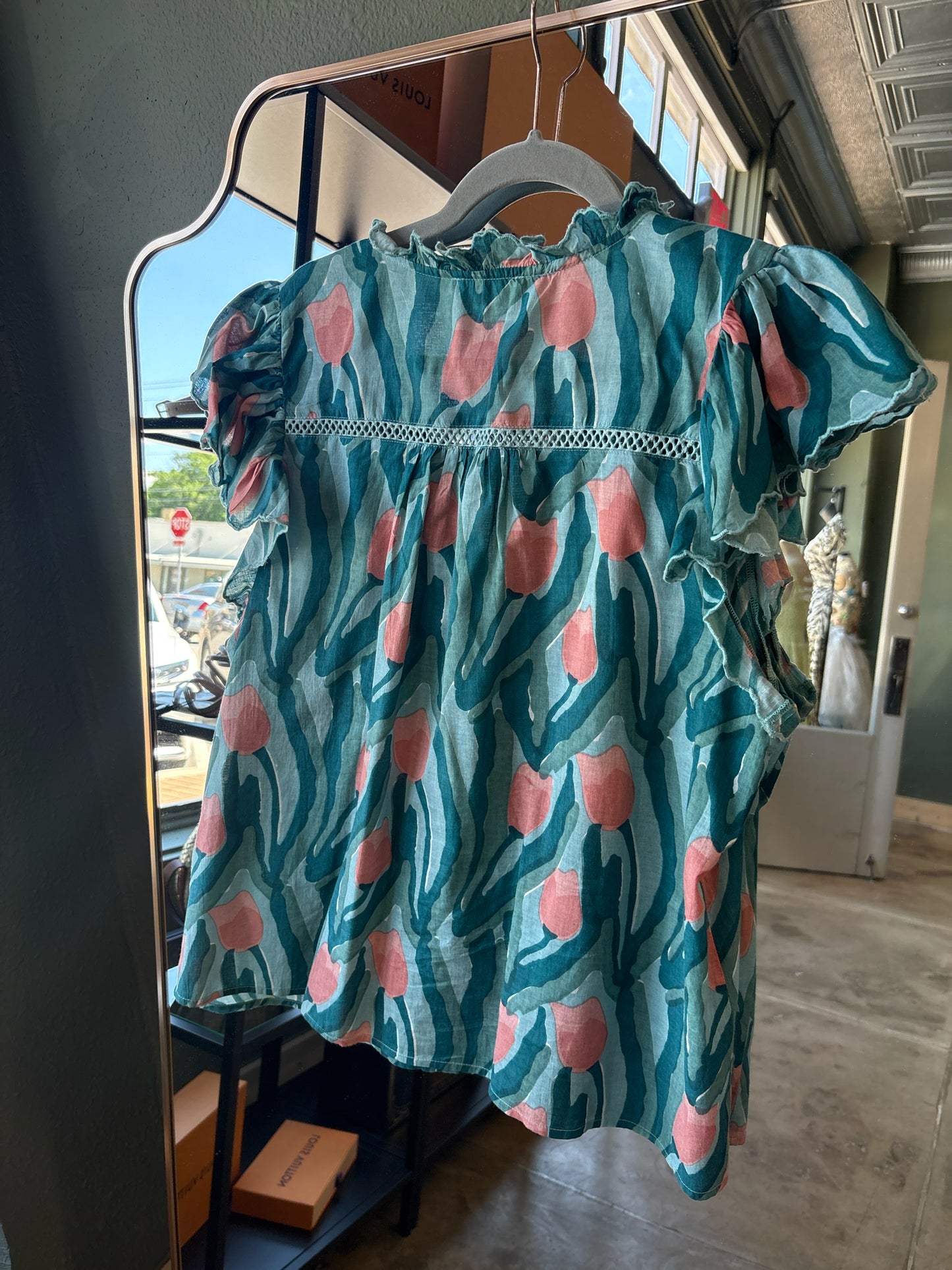 Allison Ny Size L Blue/Peach Tullip Top