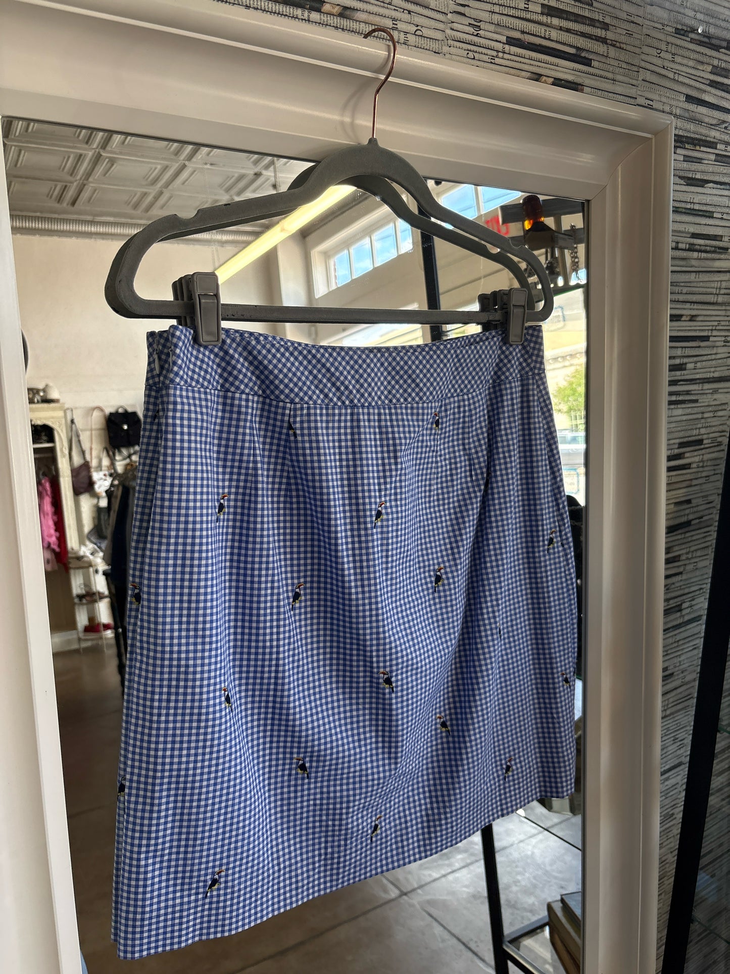 TALBOTS Size 6 Blue/White Checkered Skirt