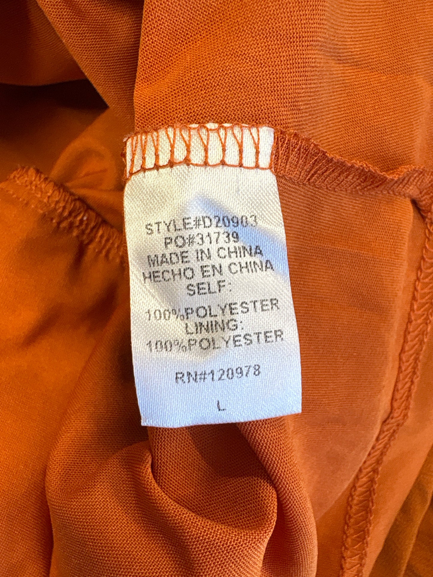 entro Size L Burnt Orange Dress