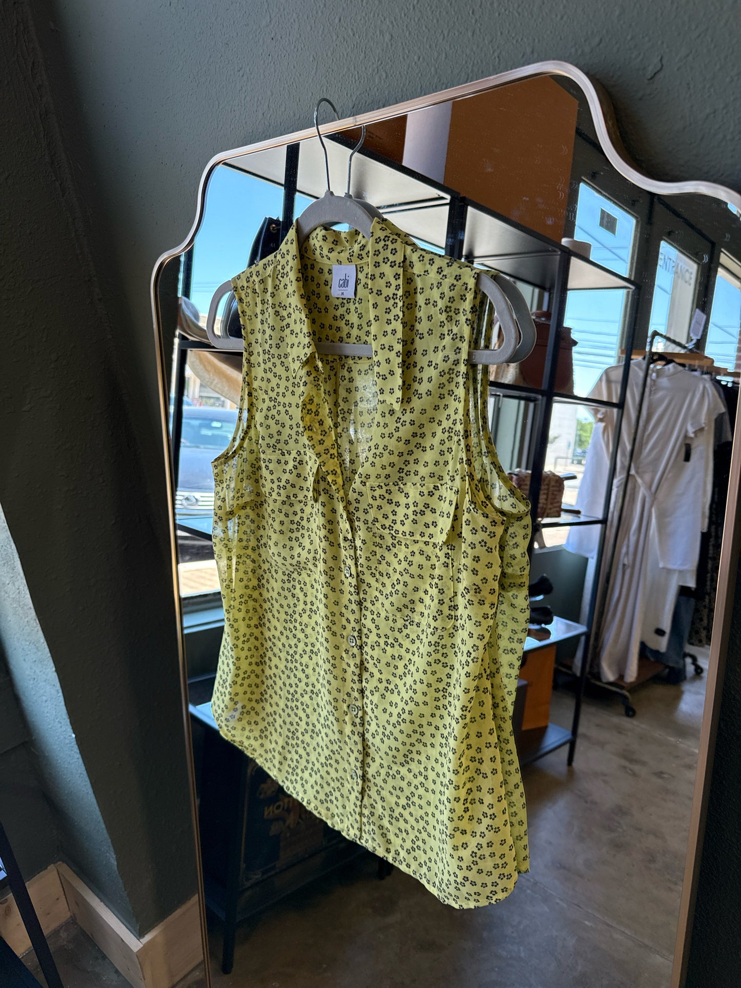 Cabi Size M Yellow sheer Top