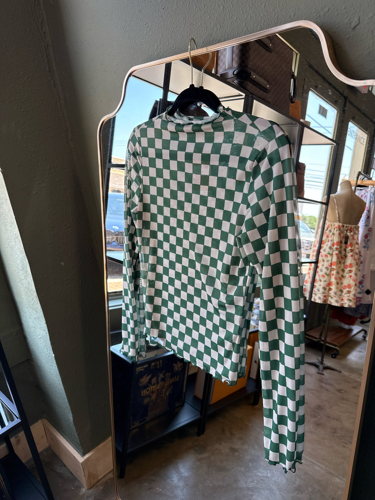 Nylon Apparel Size M Green/White sheer Top
