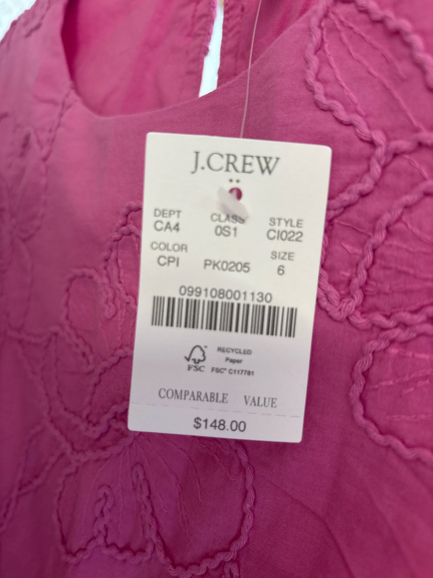 J. CREW Size 6 Pink Dress