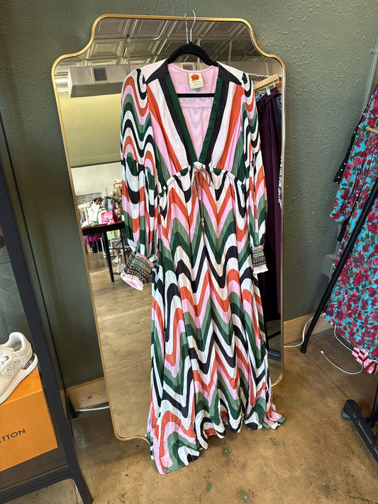 Farm RIO Size S Green/Orange/Black Dress