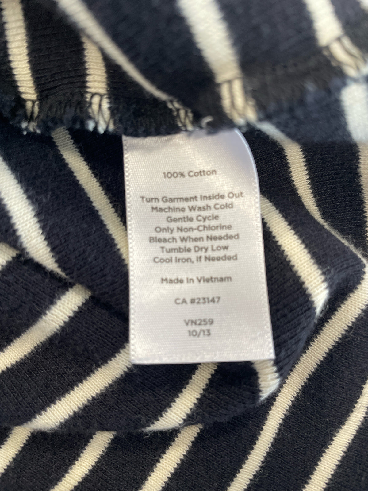 TALBOTS Size L Black & Off White Stripe Cardigan