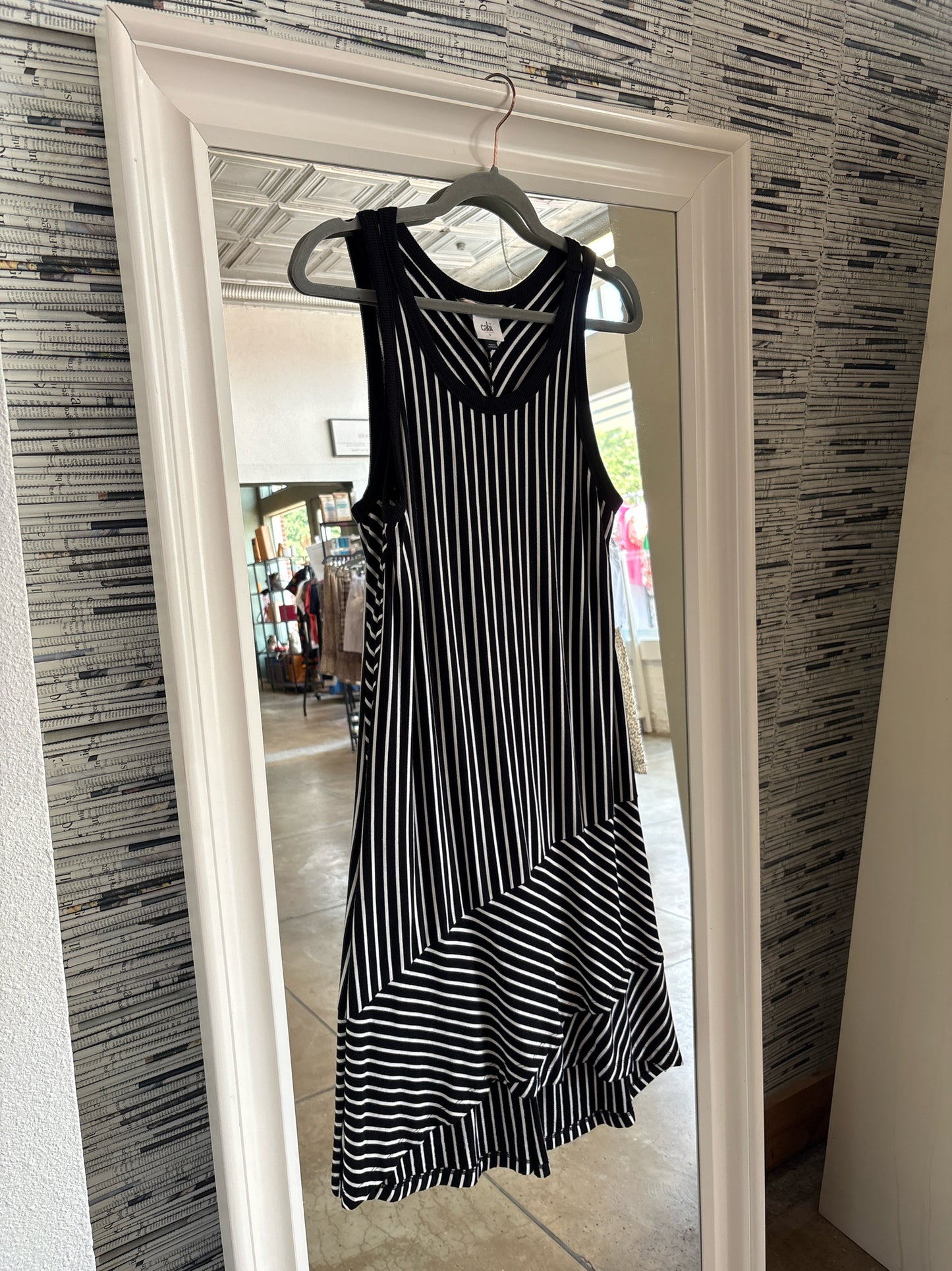 Cabi Size S Black/White Stripe Dress