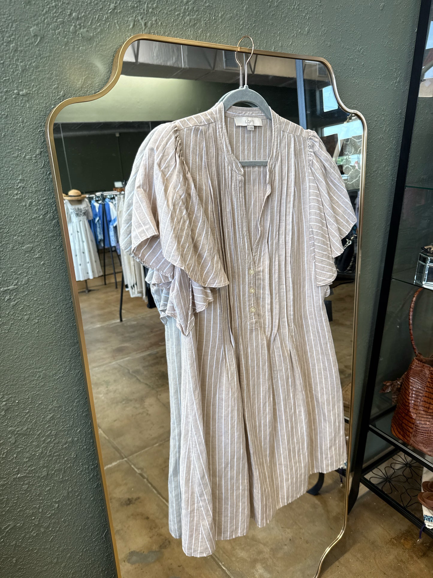 LOFT Size M Brown/White Dress