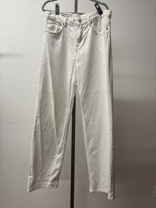 ZARA Size 12 White wide leg Jeans