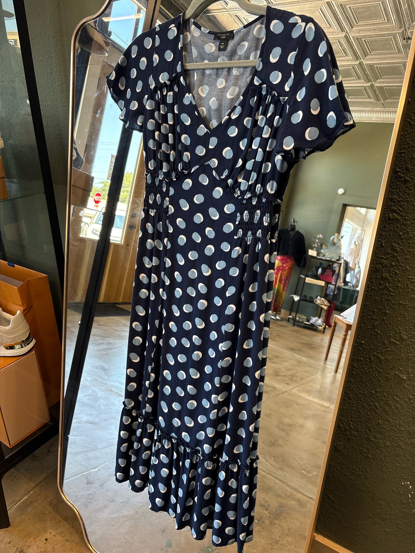 ANN TAYLOR Size XSP Blue + light blue + white Dress