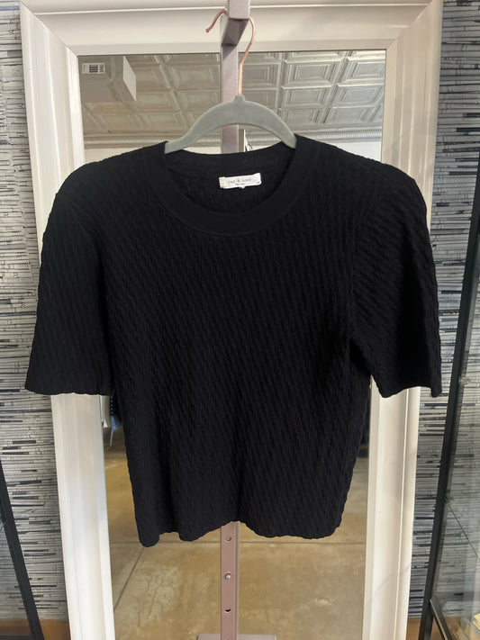 Rag & Bone Size L Black Cable Knit Top