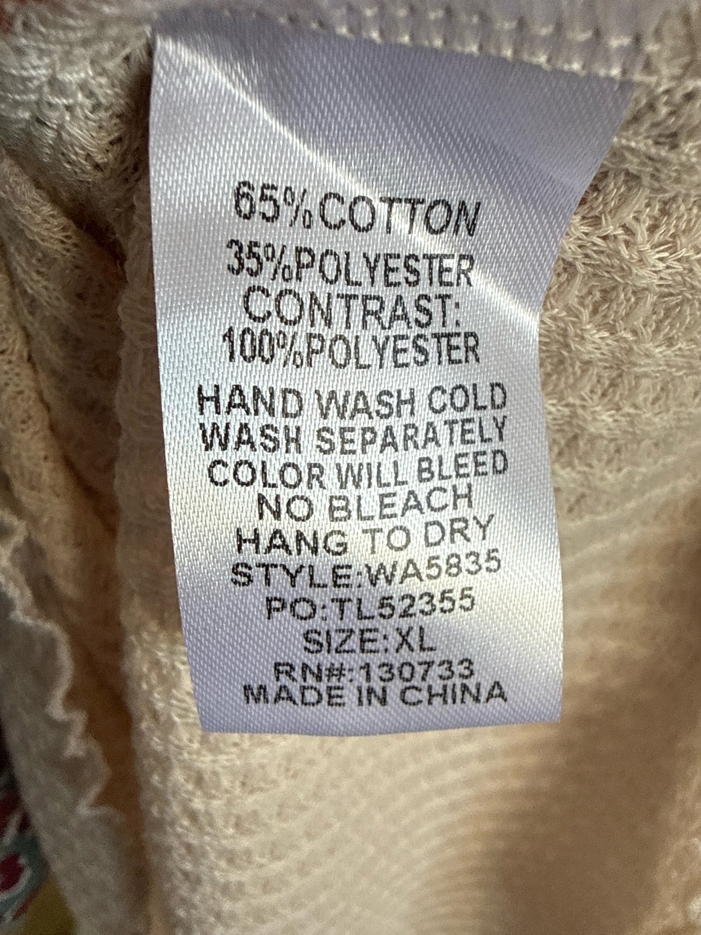 Umgee Size XL Cream/Red Top