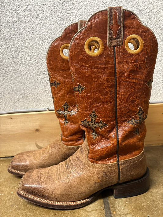 Ariat Shoe Size 8B Red Orange Crosses Boots