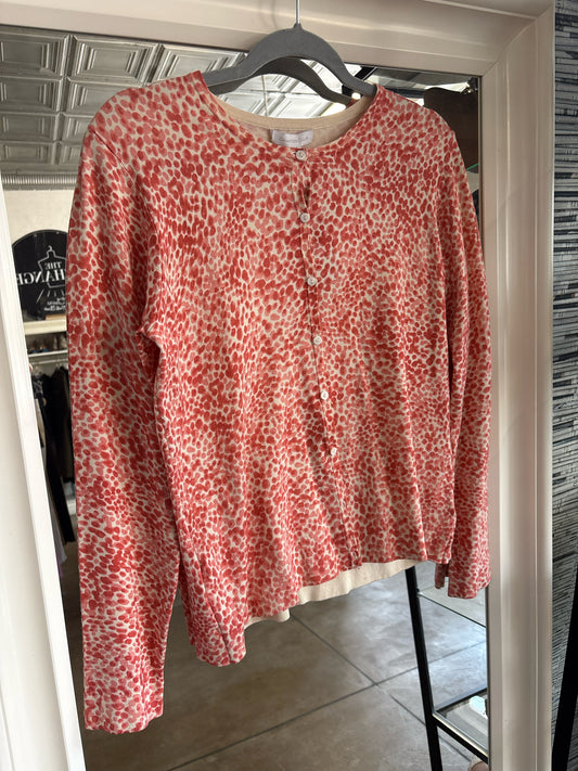 Charter Club Size M Orange/Cream Dots Cardigan