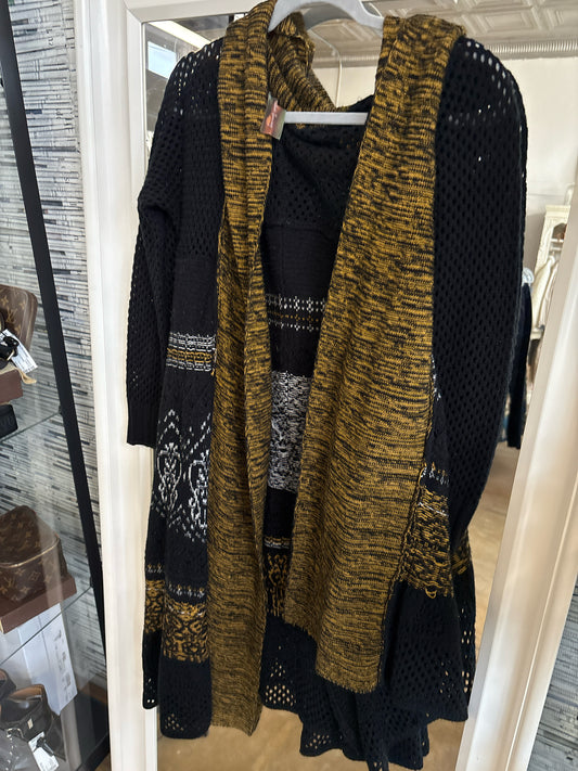 ARATTA SILENT JOURNEY Size OS Black/Multi Crochet Cardigan