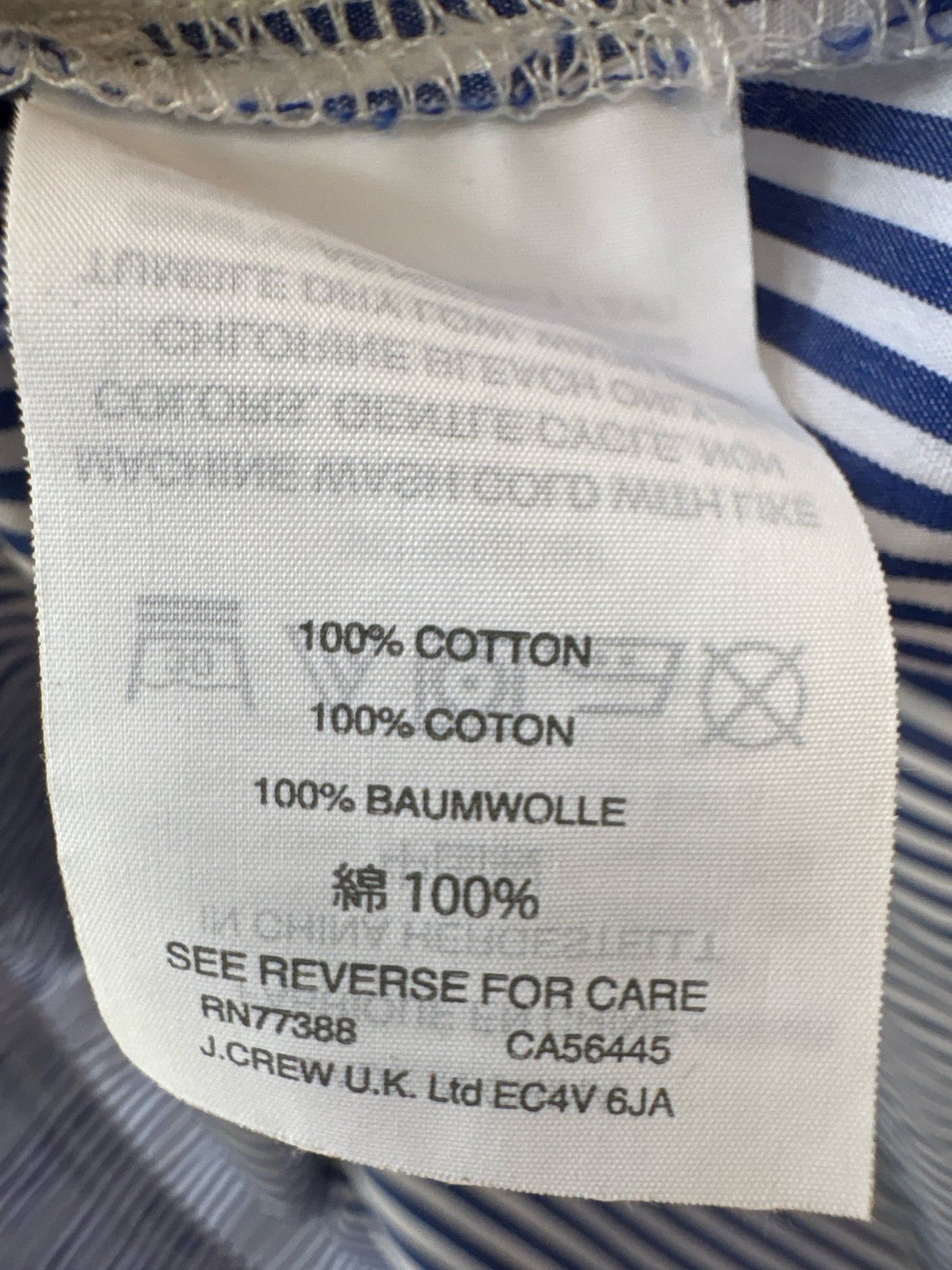 J. CREW Size 6 blue and white Top