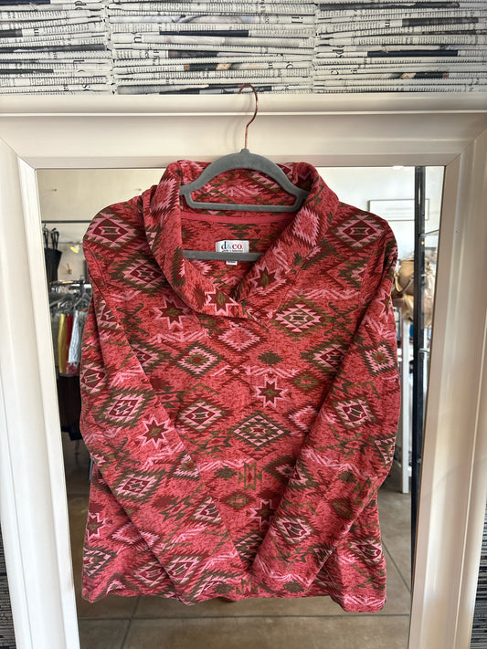 D&Co S Red/Multi Southwestern Pullover/Hoodie