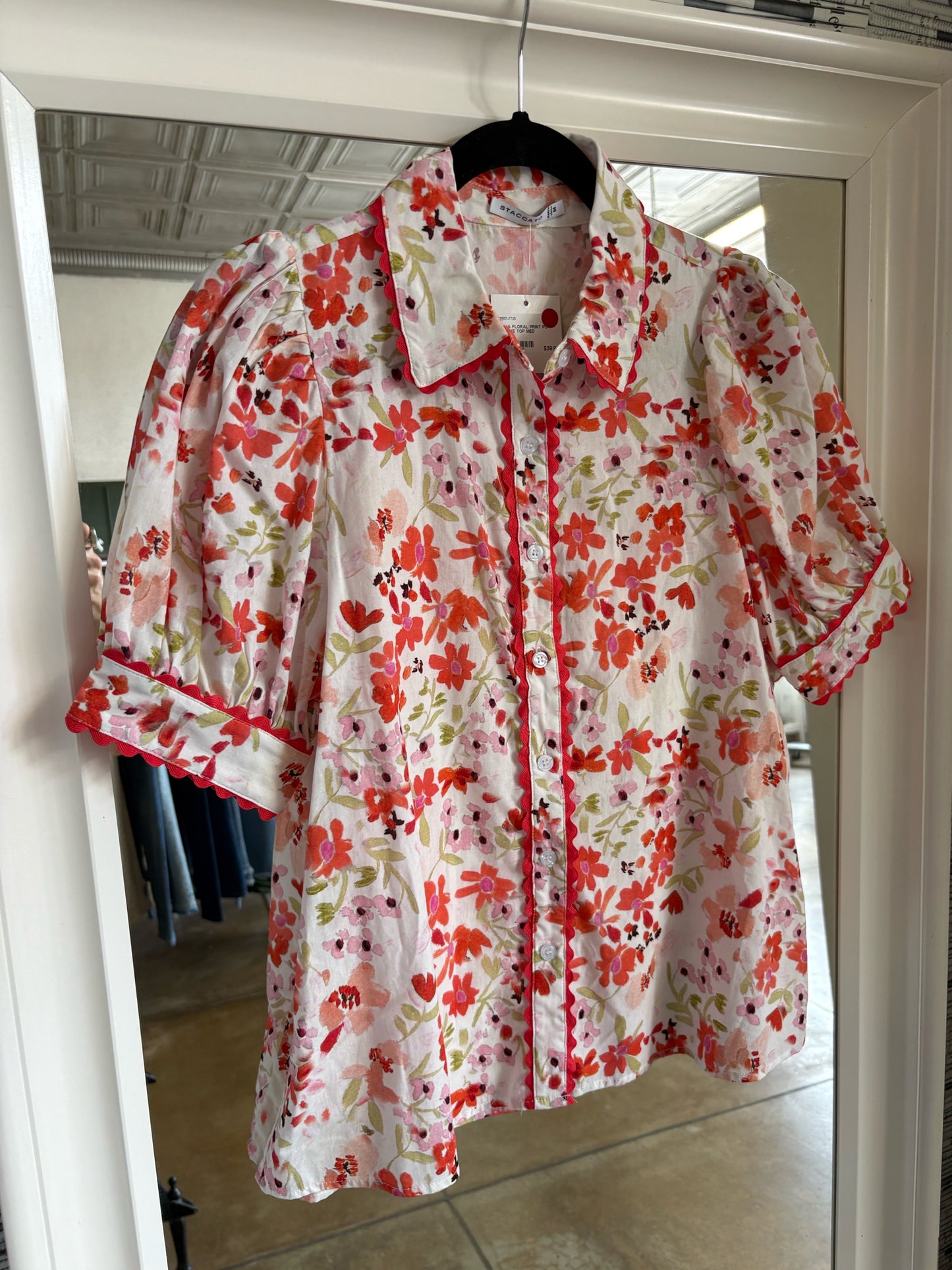 staccato Size M Red/Wht/Pink Top