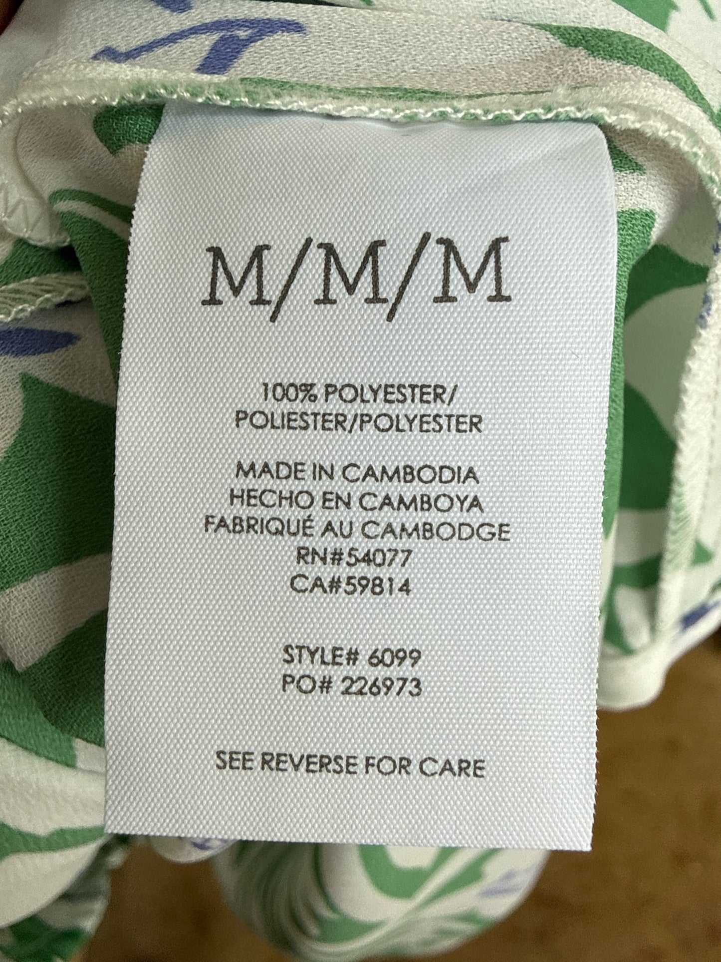 Cabi Size M Green/Blue Top
