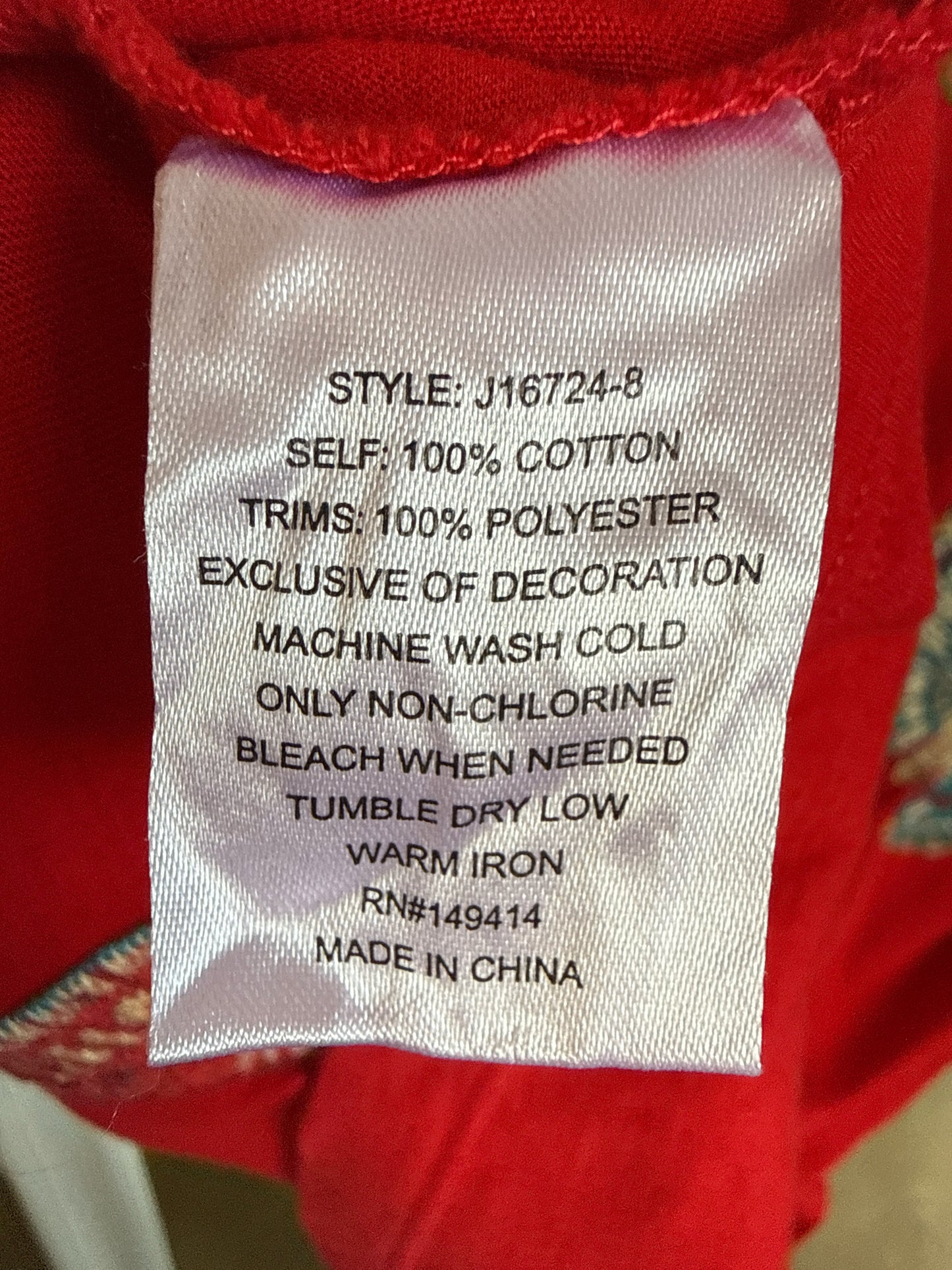 Johnny Was Size L Red Top