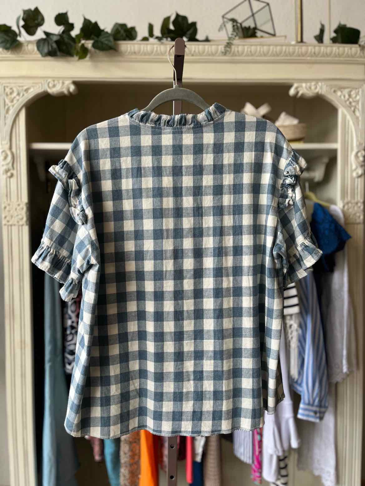 tru luxe Size S Blue/White Checkered Top