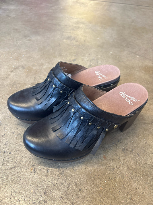 Dansko Shoe Size 36 Black Fringe Clogs