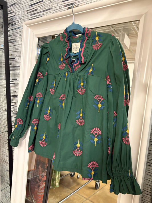 Umgee Size S Green Embroid. Top