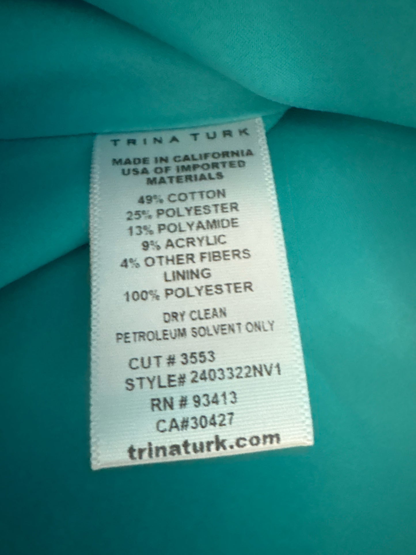 Trina Turk Size 6 Turquoise strapless Dress